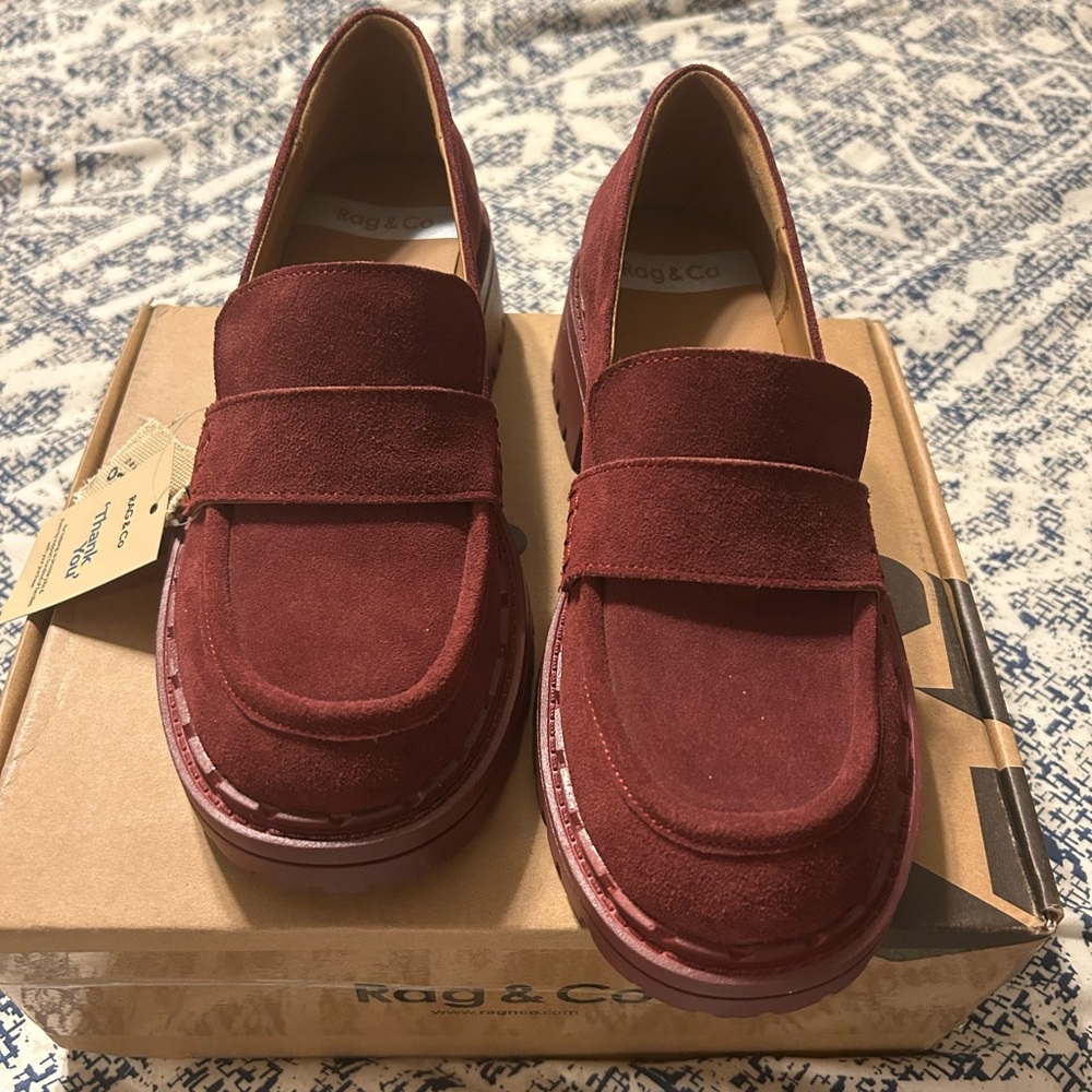 Rag & Co Honora Women's Burgundy Loafers - Picture 2 of 6